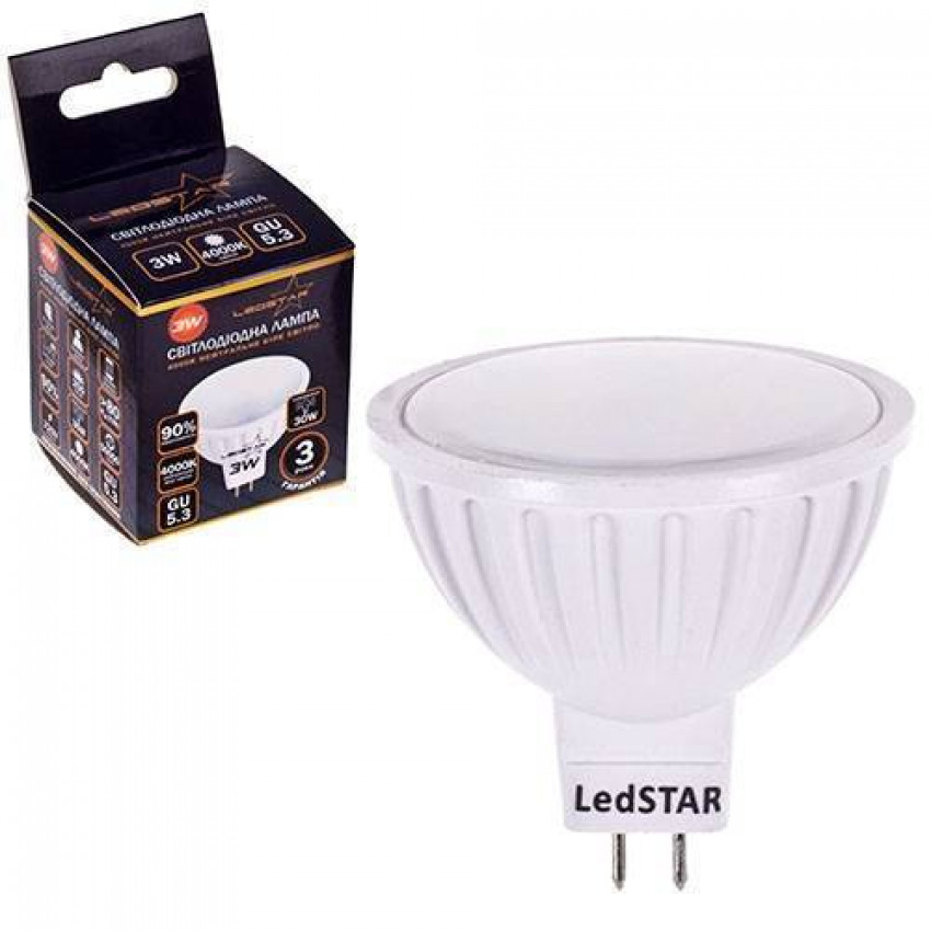 Світлодіодна лампа LEDSTAR, MR16 3W, 255lm, 4000К, 220V-100615