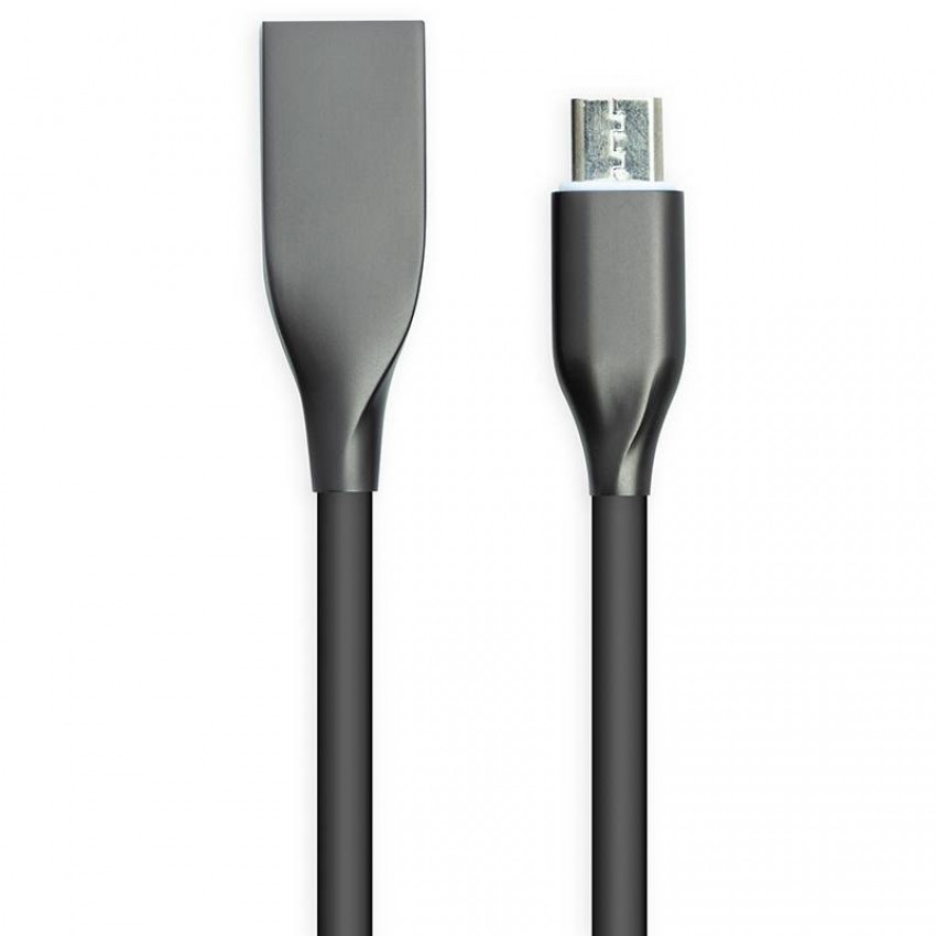 Кабель PowerPlant USB - microUSB, 1м, силікон, чорний-CA911226