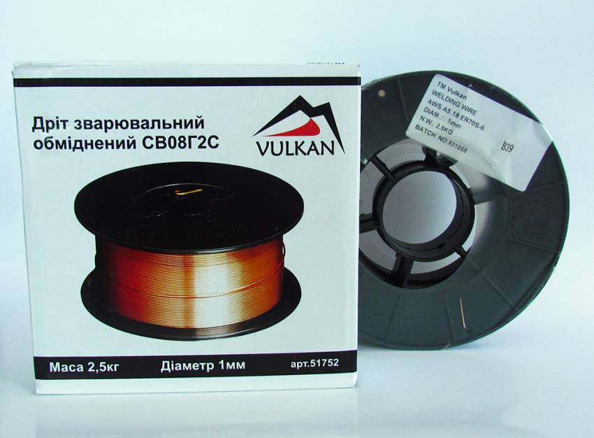 Дріт зварюв. обмід. 1,0мм/2,5кг (катушка-пластік) СВ08Г2С-ER70S-6 1,0mm*2,5kg/spool