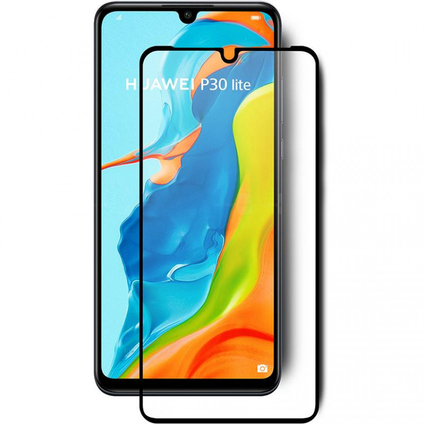 Захисне скло Full screen PowerPlant для Huawei P30 Lite, Black-GL606368