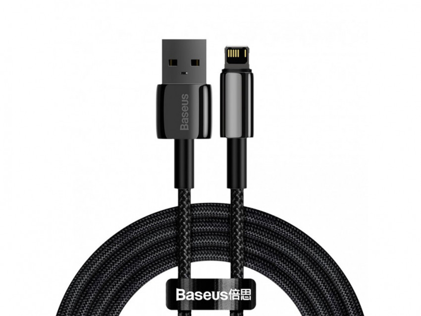 Кабель Baseus Tungsten Gold USB 2.0 to Lightning 2.4A 2M Чорний (CALWJ-A01)-