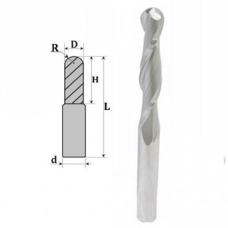 Фреза Сферична спіральна z2, D2, H8, d3, L40 03-605-020-[articul]