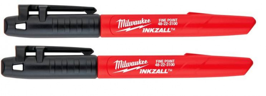 Маркер для будмайданчика 2шт InkZAll MILWAUKEE, тонкий, чорний-48223100-2