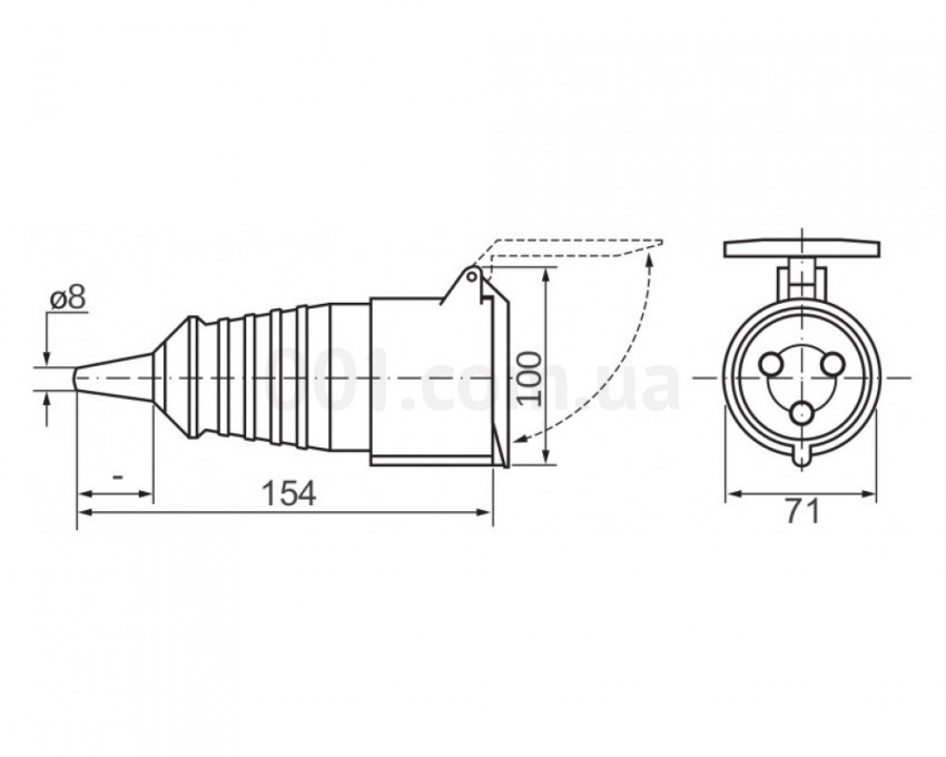 Розетка переносна ECO-225 (ГП 32А/5) 3Р+N+РЕ 32А 415В IP44-ECO016010018