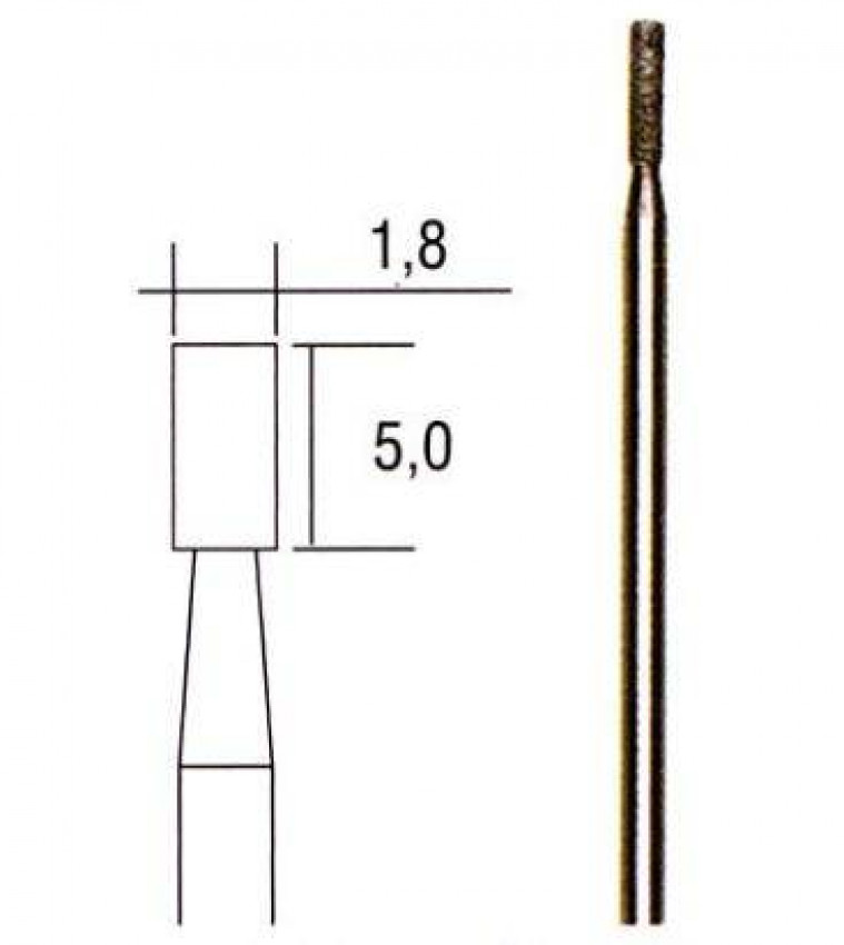 Алмазні бори, циліндр, діам. 1,8 мм-PRO-28240