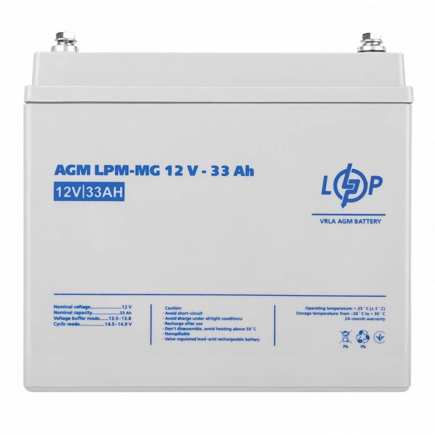 Акумулятор мультигелевий LPM-MG 12V - 33 Ah-