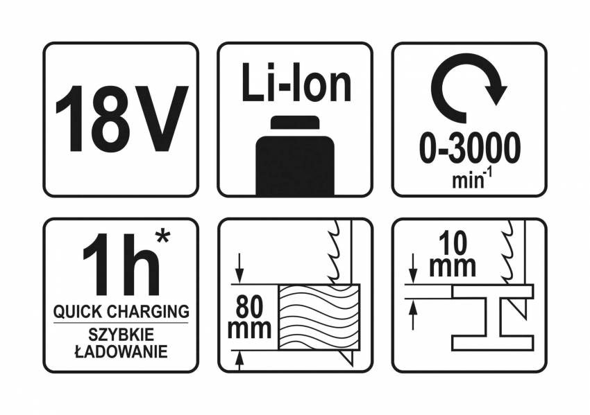 Пила шабельна акумуляторна YATO Li-Ion 18 В (без акумулятора і зарядного пристрою)-YT-82815