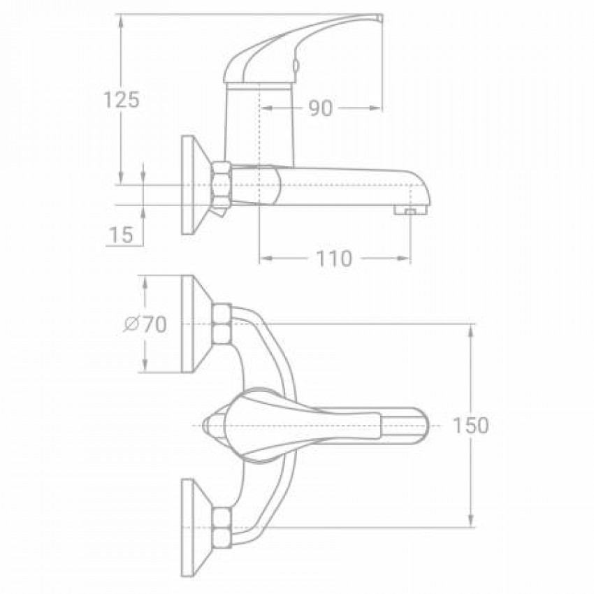 Змішувач TN Ø35 для ванни литої TAU (TN-1C142C)-TN-1C142C