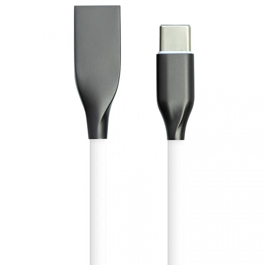 Кабель PowerPlant USB-Type-C, 1м, силікон, білий-CA910717