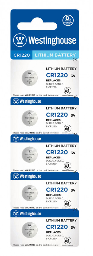 Літієва батарейка Westinghouse Lithium "таблетка" CR1220 5шт/уп blister-CR1220-BP5