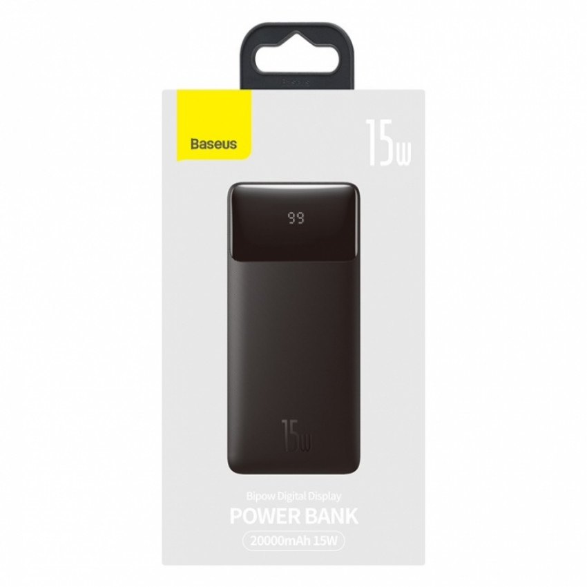 Зовнішній акумулятор Baseus Bipow Digital 15W 20000mAh Чорний (PPDML-J01)-