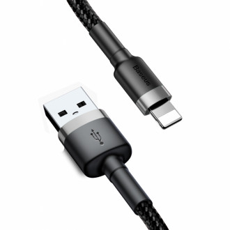 Кабель Baseus Cafule USB 2.0 to Lightning 2A 3M Чорний/Сірий (CALKLF-RG1)