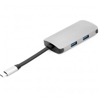 USB-хаб PowerPlant Type-C – HDMI 4K, USB 3.0, USB Type-C, RJ45-[articul]