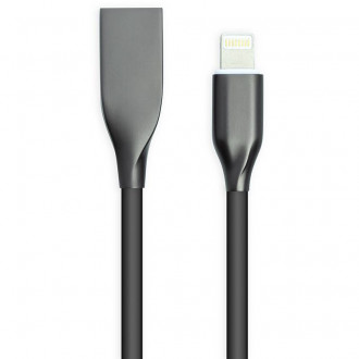 Кабель PowerPlant USB - Lightning, 2м, силікон, чорний-[articul]