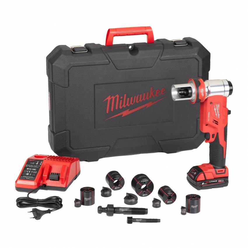 Акумуляторний гідравлічний пробійник MILWAUKEE M18 HKP-201CA ( зарядний пристрій, 1 акум.X M18 B2 (2Ач)-4933451204