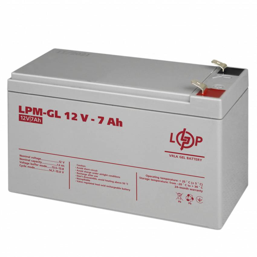 Акумулятор гелевий LPM-GL 12V - 7 Ah-