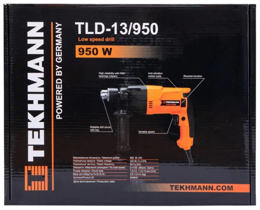 Дриль низькооборотний Tekhmann TLD-13/950 (848640)-848640