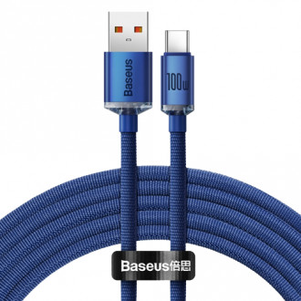 Кабель Baseus Crystal Shine USB 2.0 to Type-C 100W 2M Синій (CAJY000503)-[articul]