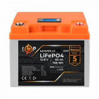 Акумулятор LP LiFePO4 LCD 12V (12,8V) - 60 Ah (768Wh) (BMS 50A/25А) пластик-[articul]