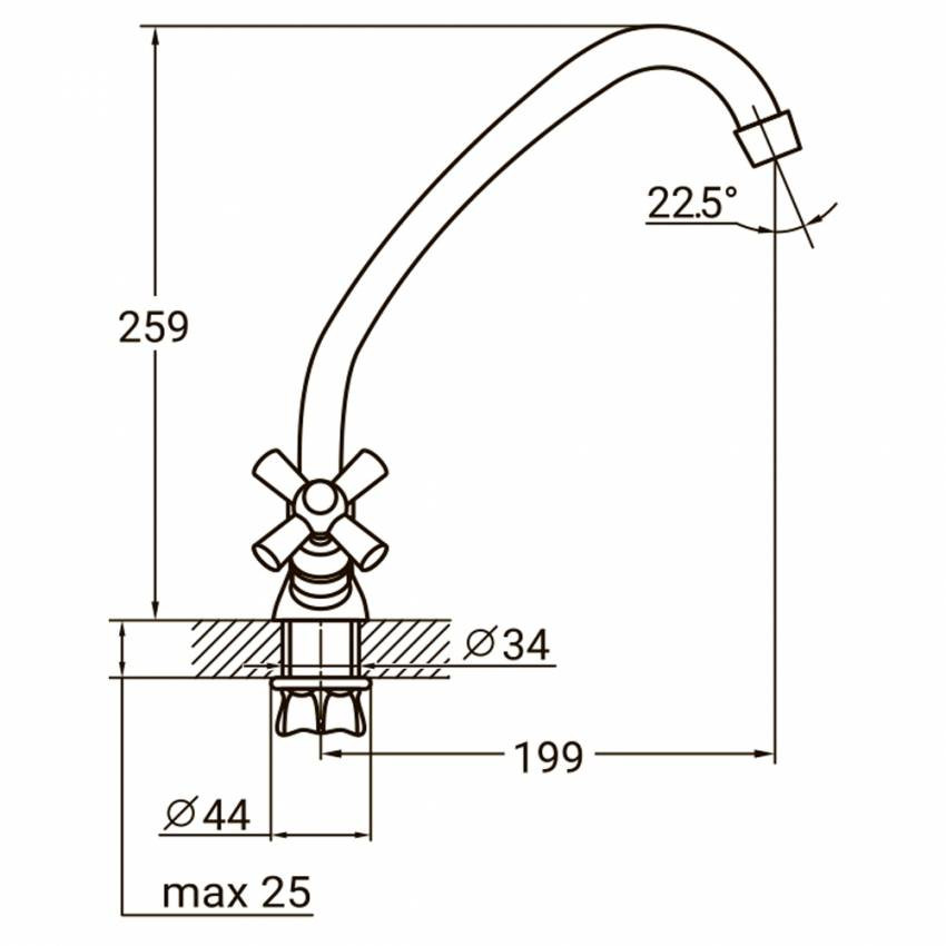 Змішувач PM 1/2" для кухні економ на гайці AQUATICA (PM-1B157C)-PM-1B157C