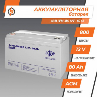 Акумулятор мультигелевий LPM-MG 12V - 80 Ah