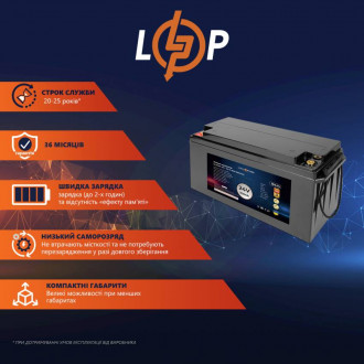 Акумулятор LP LiFePO4 для ДБЖ 24V - 100 Ah (BMS 150A/75А) пластик