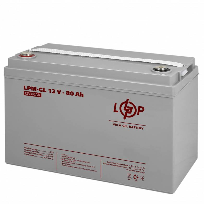 Гелевий акумулятор LPM-GL 12V - 80 Ah-