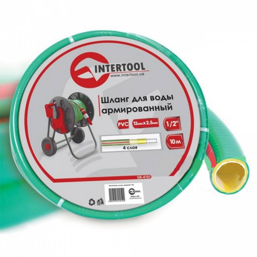 Шланг для води 4-х шаровий 3/4", армований, PVC INTERTOOL GE-4129-GE-4129