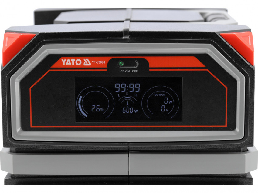 Портативна станція YATO 504 ВтГод, вихід 600/1200Вт, порти: 230V AC, різні USB-YT-83091