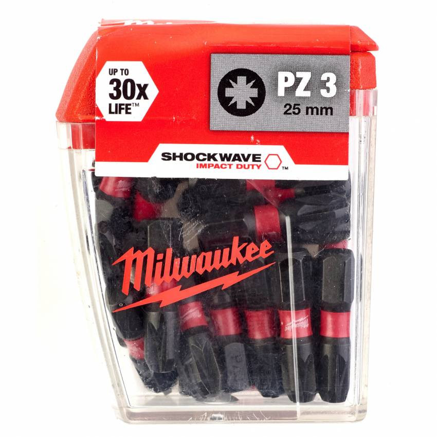 BIT SHOCKWAVE MILWAUKEE, PZ3, 25 мм, (25 шт.)-4932430869