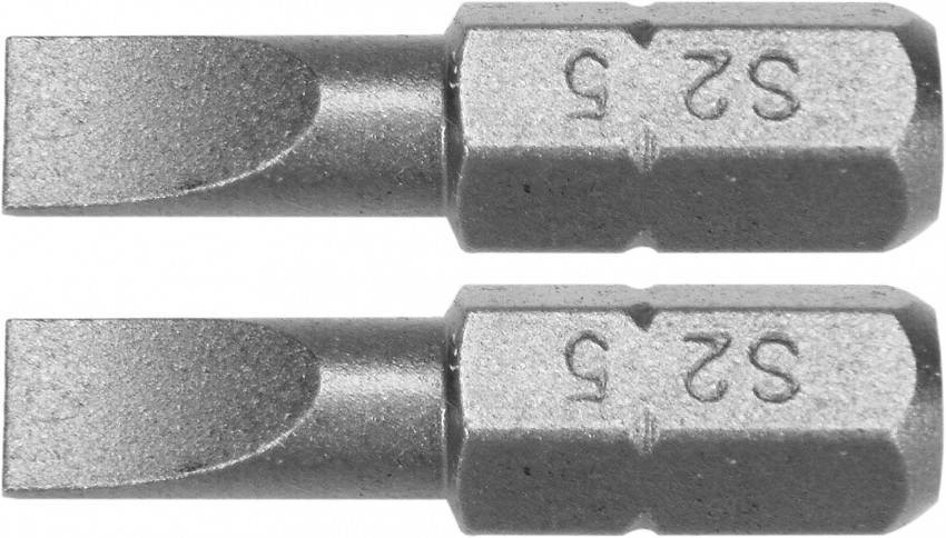 Насадка викрутка YATO: шліц SL5 x 25 мм, HEX 1/4", AISI S2, 2 шт.-YT-77892