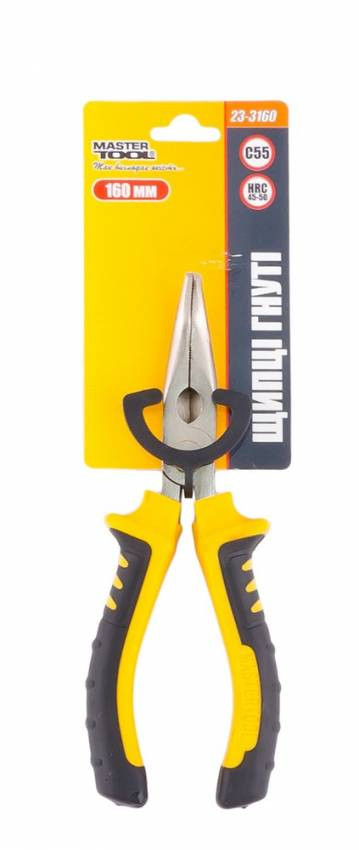 Щипці гнуті MASTERTOOL 160 мм С55 HRC 45~50 23-3160-23-3160