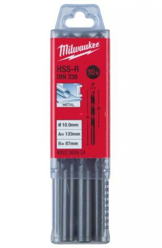 Свердло по металу HSS-R MILWAUKEE DIN338, Ø6,8мм, (10шт)-4932363502