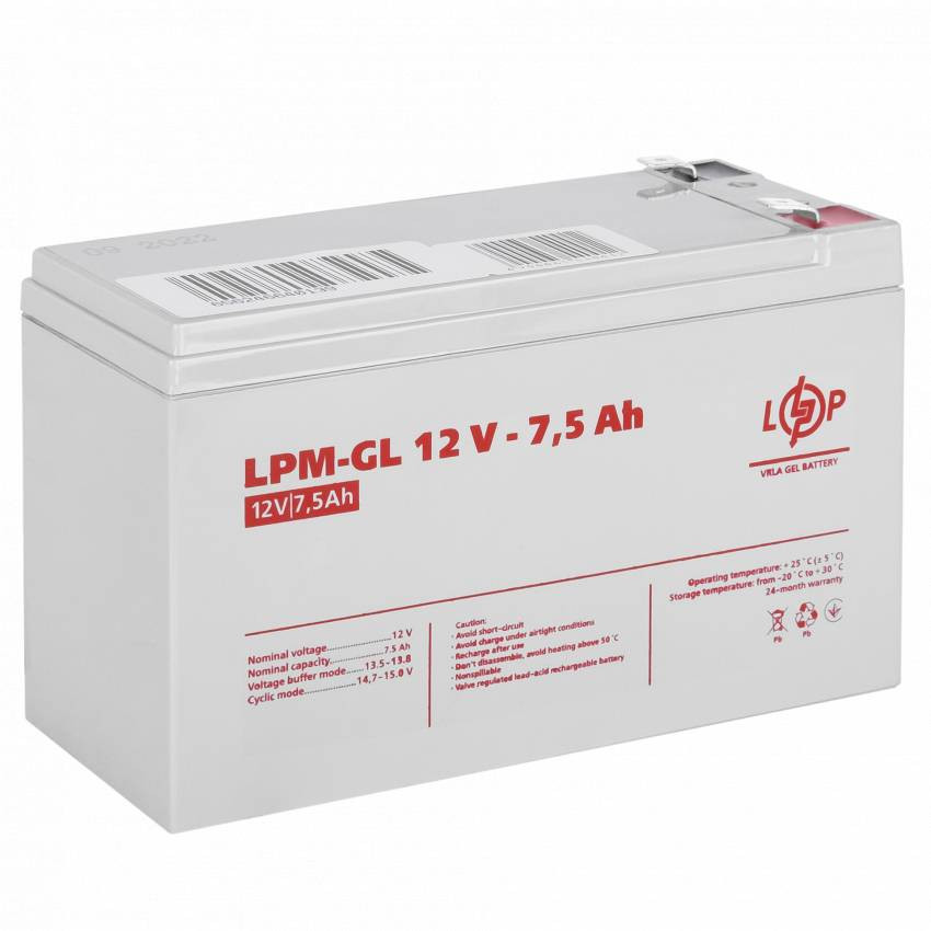 Акумулятор гелевий LPM-GL 12V - 7.5 Ah-LP6562