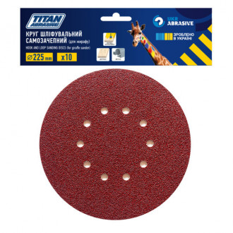 Круг шліфувальний самозачепний ТИТАН АБРАЗИВ Ø 225 мм  (10 шт.) Р 100, 10 отворів-[articul]