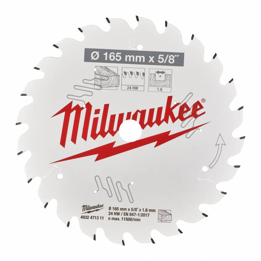 Диск пильний Alu PFTE MILWAUKEE, Ø165х20х2, 2мм, 52 зуб.-4932471296