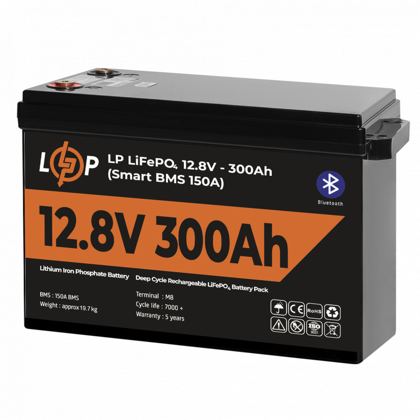 Акумулятор LP LiFePO4 12,8V - 300 Ah (3840Wh) (Smart BMS 200А) з BT пластик-