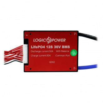 BMS плата LiFePO4 36V 12S Dis 50A Ch 30A