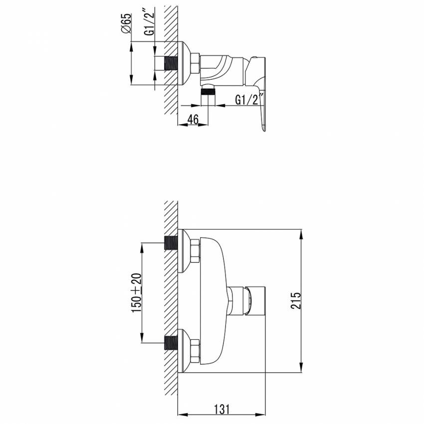 Змішувач GARDA Ø35 для душу CORSO (BC-1D121W) (9605303)-BC-1D121W