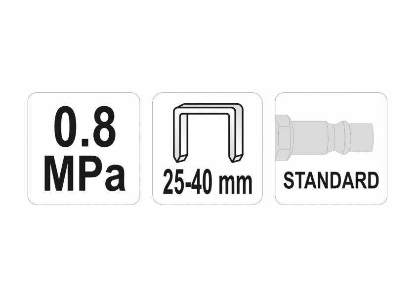Степлер пневматичний YATO: P=8 Bar, для скоб h=25-40 мм, w=5,7 мм-YT-09202