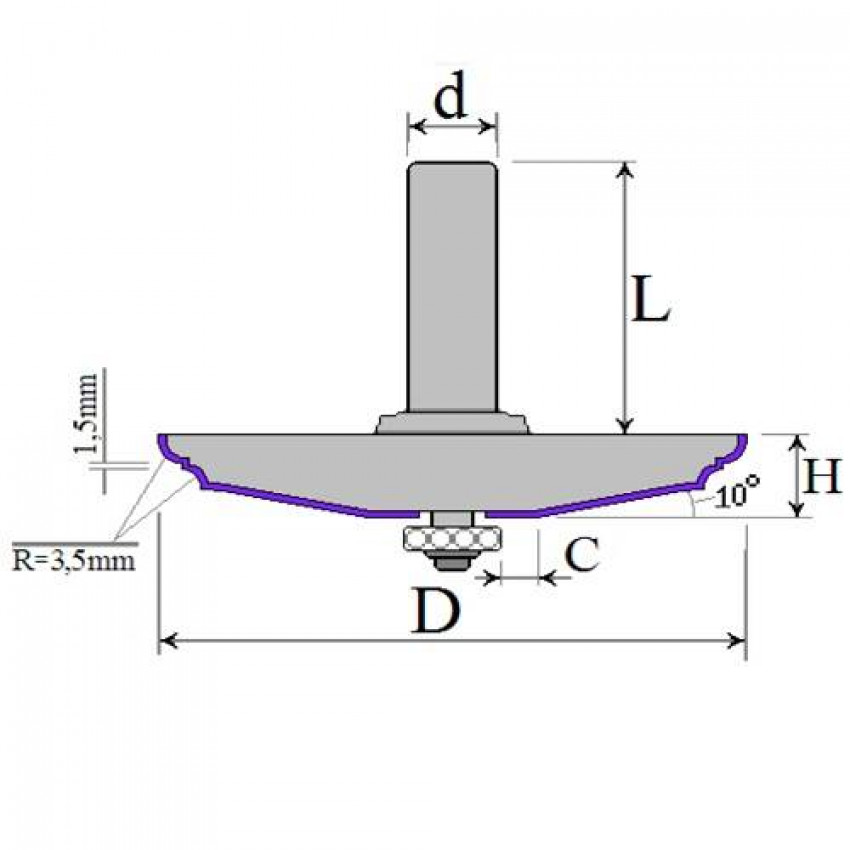 Фреза Фігірейна горизонтальна №3002 (D73, h12, d12) 22-204-730-22-204-730