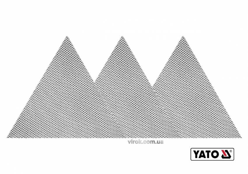 Сітка абразивна тверда трикутна на липучці до шліфмашини YATO G60 280 мм 3 шт-YT-84610