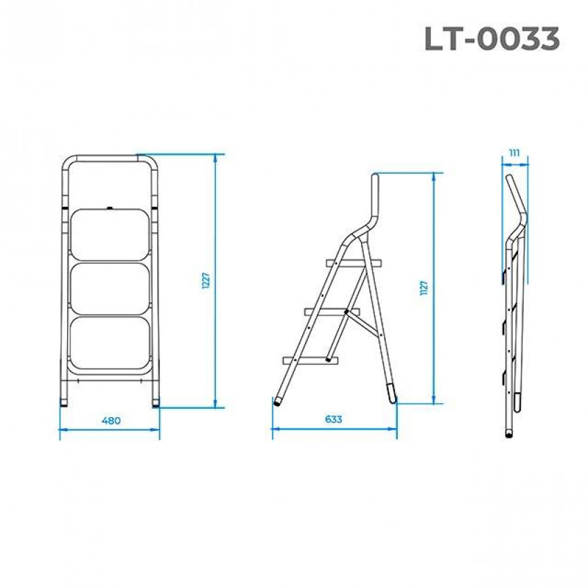 Стрем'янка сталева, 3 сходини, 380*260 мм, висота - 1127 мм INTERTOOL LT-0033-LT-0033