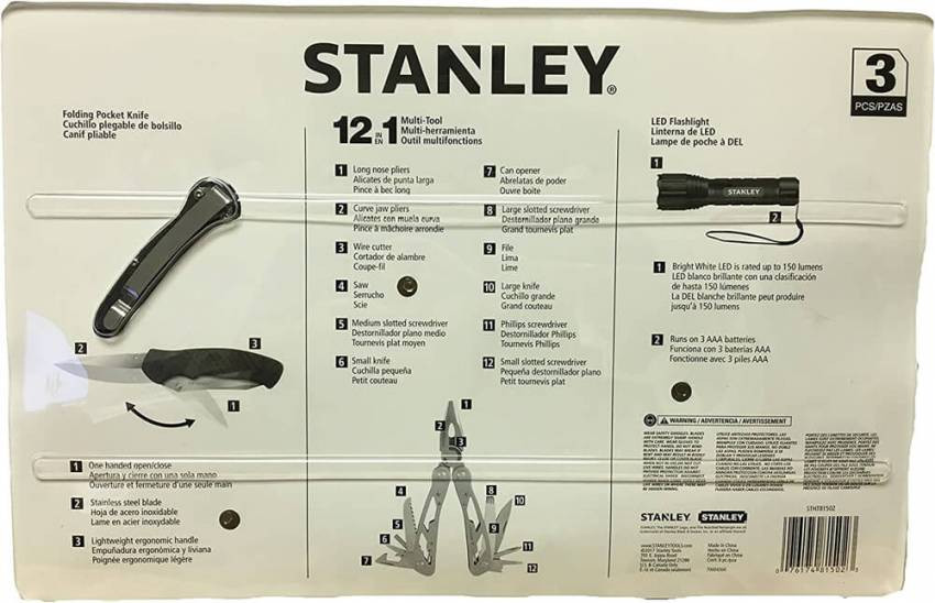 Універсальний інструмент MULTI-TOOL 12 в одному + ніж карманний + ліхтарик STANLEY STHT81502-0-STHT81502-0