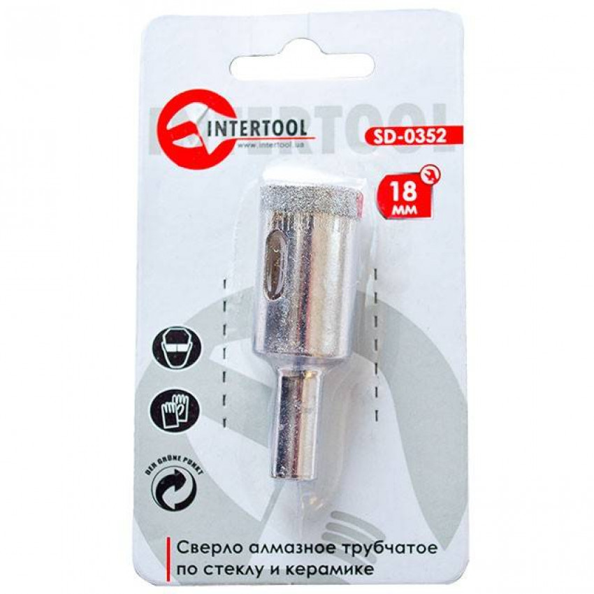 Коронка трубчаста по склу та кераміці 18 мм INTERTOOL SD-0352-SD-0352