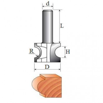 Фреза Кромкова напівстрижнева №1014 (R5, D27, h10) 08-036-050-[articul]