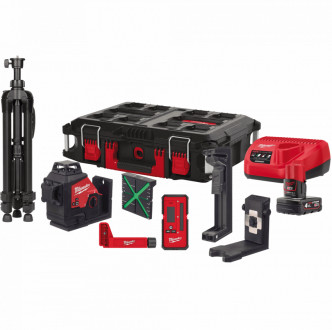 Нівелір лазерний 3D акумуляторний MILWAUKEE, M12 3PLKIT-401P (+зар. прист.,1акум.Х4Аг, кейс PACKOUT)-[articul]