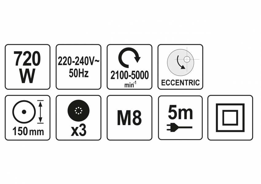 Полірувальна ексцентрикова машина мережева YATO 720 Вт-YT-82200