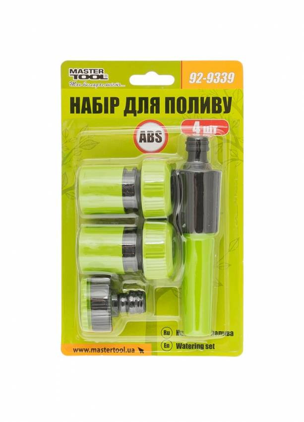 Набір для поливу MASTERTOOL 4 шт (Насадка/Адаптер 1/2" ВР-3/4" ВР/Конектор 3/4"/Конектор 3/4" STOP) 92-9339-92-9339