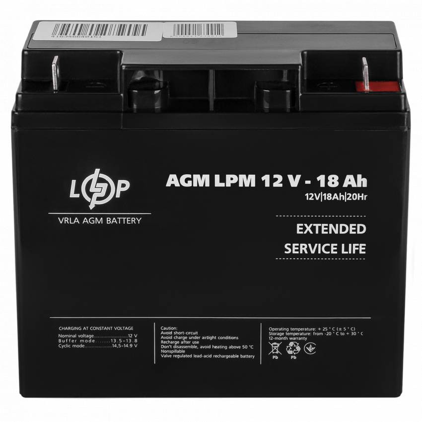 Акумулятор AGM LPM 12V - 18 Ah-